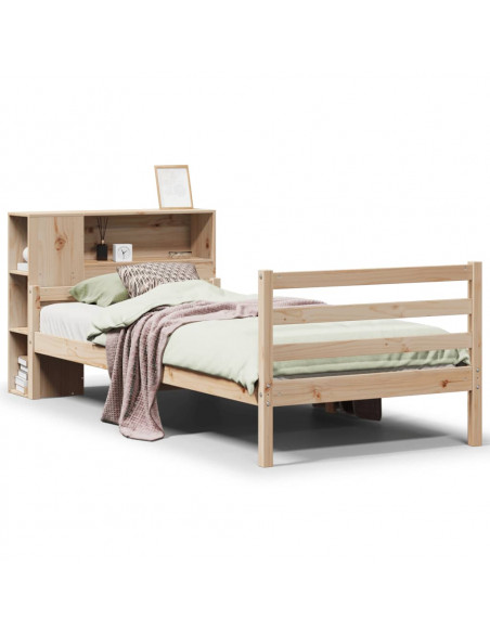 Letto Libreria senza Materasso 90x200 cm Legno Massello Pino