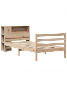 Letto Libreria senza Materasso 90x200 cm Legno Massello Pino 2