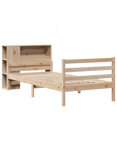 Letto Libreria senza Materasso 90x200 cm Legno Massello Pino