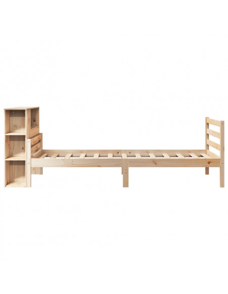 Letto Libreria senza Materasso 90x200 cm Legno Massello Pino
