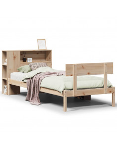 Letto Libreria senza Materasso 90x200 cm Legno Massello Pino