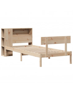 Letto Libreria senza Materasso 90x200 cm Legno Massello Pino 2