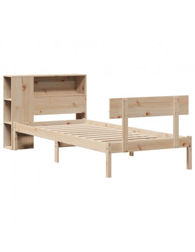 Letto Libreria senza Materasso 90x200 cm Legno Massello Pino