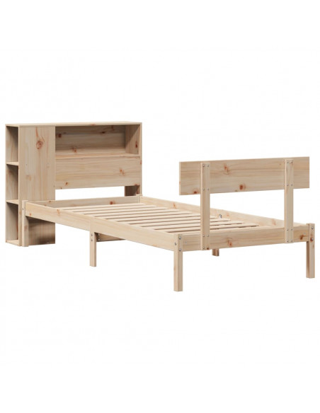 Letto Libreria senza Materasso 90x200 cm Legno Massello Pino