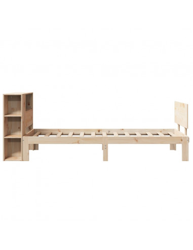 Letto Libreria senza Materasso 90x200 cm Legno Massello Pino