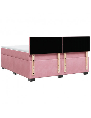 Giroletto a Molle con Materasso Rosa 180x200 cm in Velluto