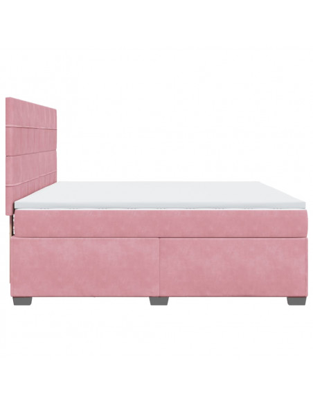 Giroletto a Molle con Materasso Rosa 180x200 cm in Velluto