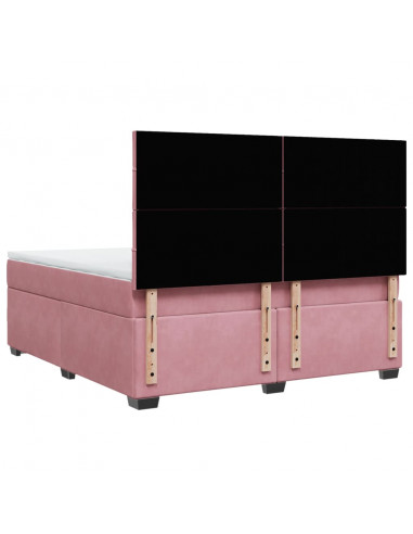 Giroletto a Molle con Materasso Rosa 180x200 cm in Velluto