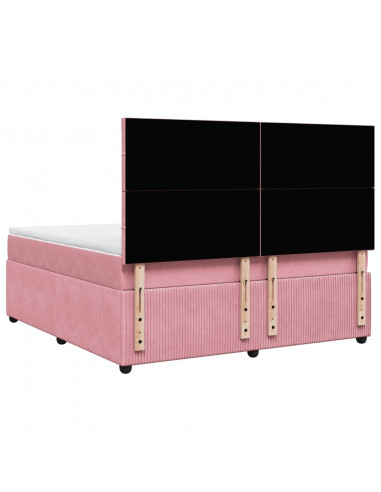 Giroletto a Molle con Materasso Rosa 180x200 cm in Velluto