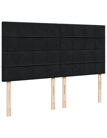 Giroletto a Molle con Materasso Nero 180x200 cm in Velluto