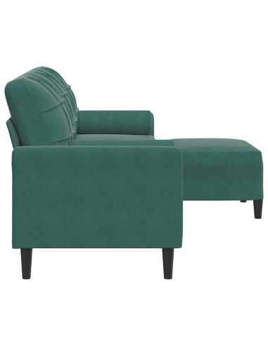 Divano a 3 Posti con Poggiapiedi Verde scuro 210cm in Velluto