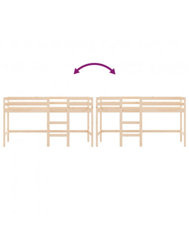 Letto Soppalco con Scala Bambini 90x190 cm Legno Massello Pino