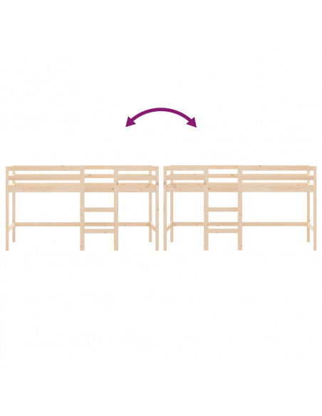 Letto Soppalco con Scala Bambini 90x190 cm Legno Massello Pino