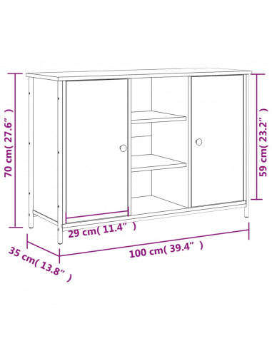 Credenza Rovere Sonoma 100x35x70 cm in Legno Multistrato