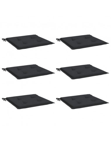 Cuscini per Sedia 6 pz Neri 50x50x3 cm in Tessuto Oxford