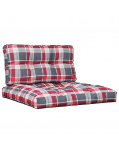 Cuscini per Pallet 2 pz Rossi a Quadri in Tessuto