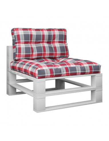 Cuscini per Pallet 2 pz Rossi a Quadri in Tessuto