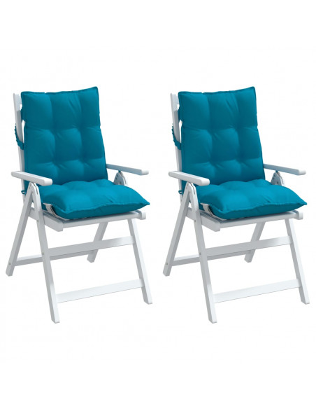 Cuscini Sedia Schienale Basso 2 pz Azzurro in Tessuto Oxford
