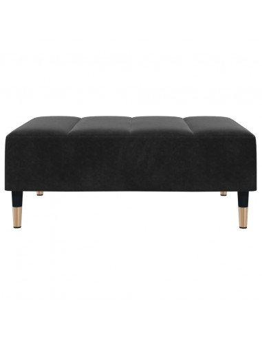 Divano Letto a 2 Posti con Poggiapiedi Nero in Velluto