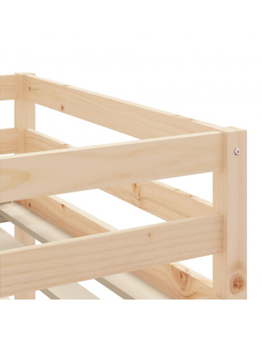 Letto a Soppalco Bambini con Tende Bianco e Nero 90x190 cm Pino