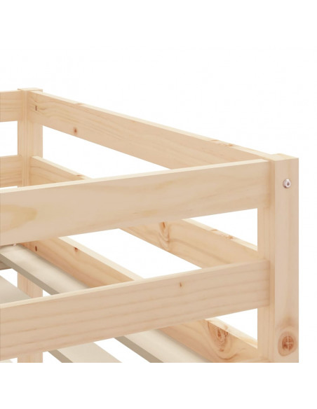 Letto a Soppalco Bambini con Tende Bianco e Nero 90x190 cm Pino
