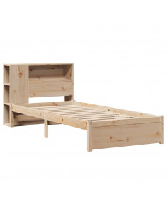 Letto Libreria senza Materasso 90x200 cm Legno Massello Pino 2