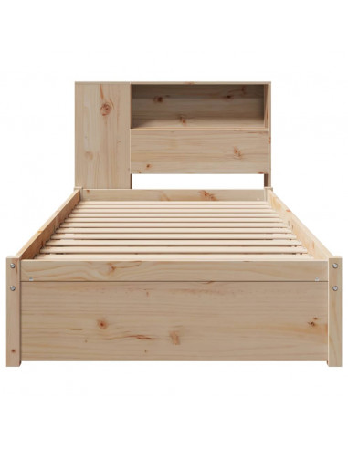 Letto Libreria senza Materasso 90x200 cm Legno Massello Pino