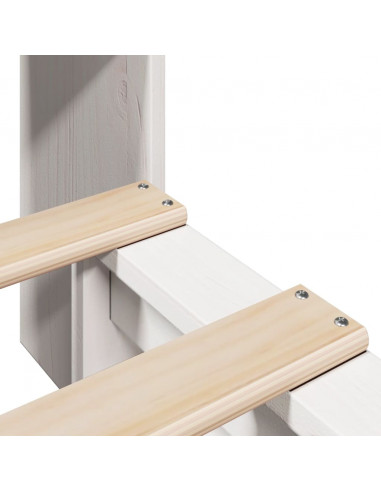 Letto Libreria senza Materasso Bianco 90x200 cm Legno Massello