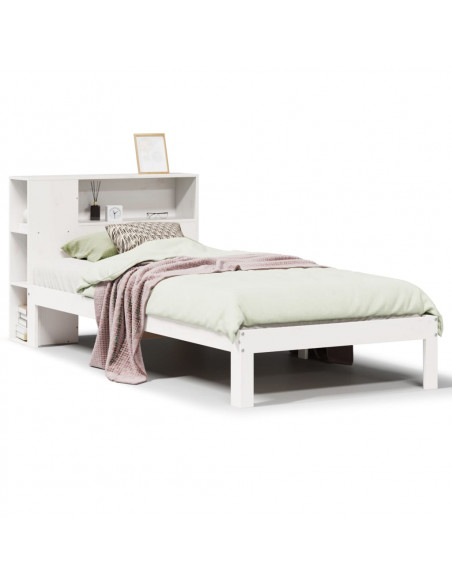 Letto Libreria senza Materasso Bianca 90x200 cm Legno di Pino