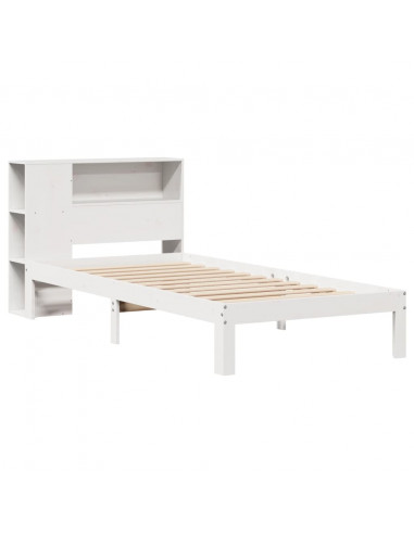 Letto Libreria senza Materasso Bianca 90x200 cm Legno di Pino