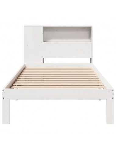 Letto Libreria senza Materasso Bianca 90x200 cm Legno di Pino