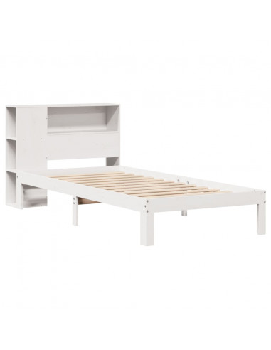 Letto Libreria senza Materasso Bianco 90x190 cm Massello Pino