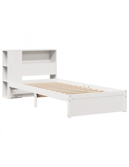Letto Libreria senza Materasso Bianco 90x190 cm Massello Pino