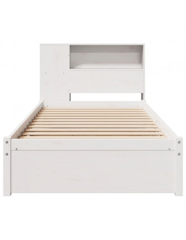 Letto Libreria senza Materasso Bianco 90x190 cm Massello Pino