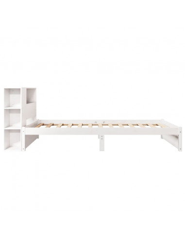 Letto Libreria senza Materasso Bianco 90x190 cm Massello Pino