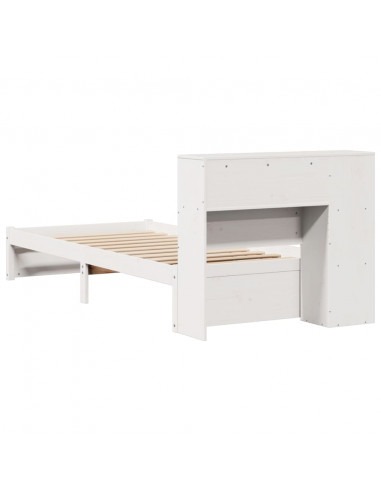 Letto Libreria senza Materasso Bianco 90x190 cm Massello Pino