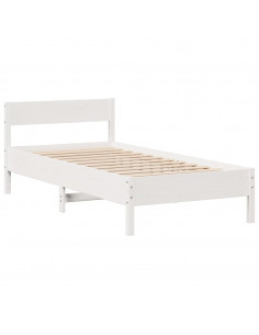 Letto Libreria senza Materasso Bianco 90x190 cm Massello Pino 2
