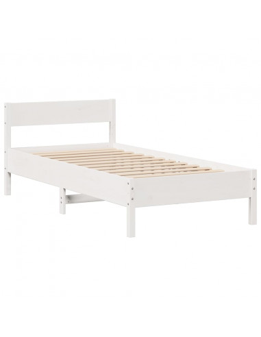 Letto Libreria senza Materasso Bianco 90x190 cm Massello Pino