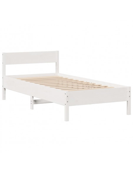 Letto Libreria senza Materasso Bianco 90x190 cm Massello Pino