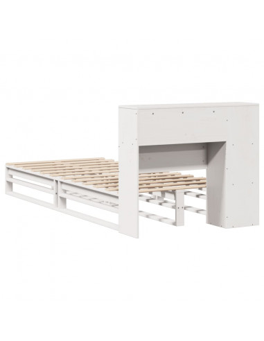 Letto Libreria senza Materasso Bianco 90x190 cm Legno Massello