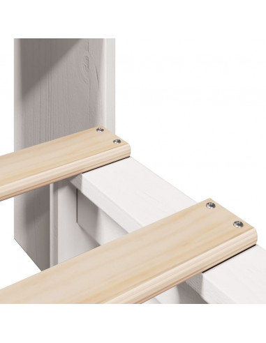 Letto Libreria senza Materasso Bianco 90x190 cm Legno Massello