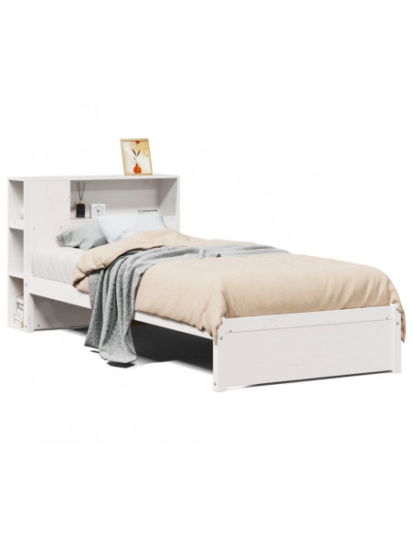 Letto Libreria senza Materasso Bianca 90x200 cm Legno di Pino