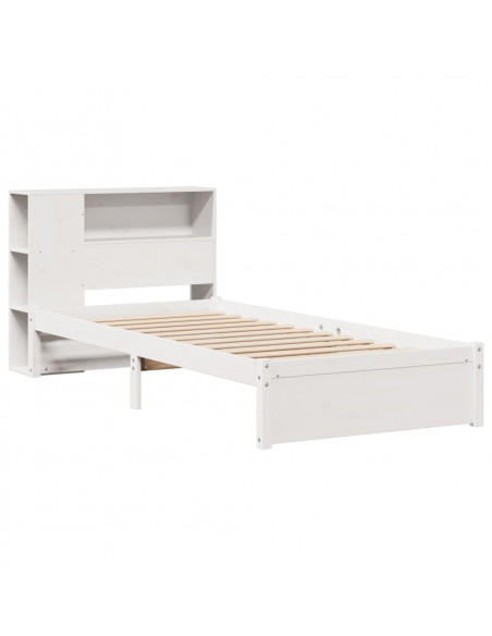 Letto Libreria senza Materasso Bianca 90x200 cm Legno di Pino