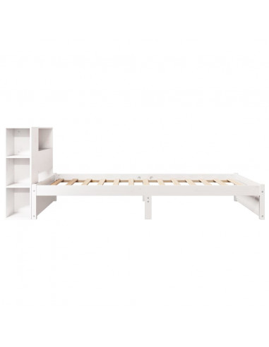 Letto Libreria senza Materasso Bianca 90x200 cm Legno di Pino
