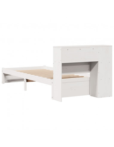 Letto Libreria senza Materasso Bianca 90x200 cm Legno di Pino