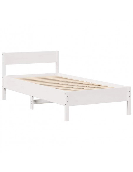 Letto Libreria senza Materasso Bianca 90x200 cm Legno di Pino