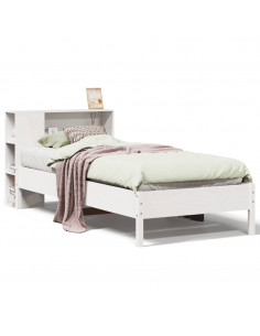 Letto Libreria senza Materasso Bianca 90x200 cm Legno di Pino
