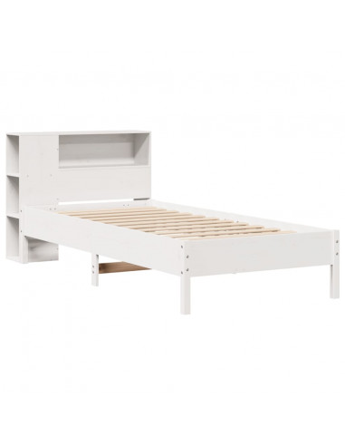Letto Libreria senza Materasso Bianca 90x200 cm Legno di Pino