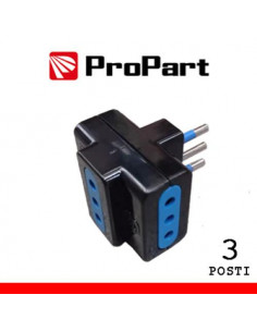 ProPart Adattatore triplo 3pos 10A spina10A polybag nero