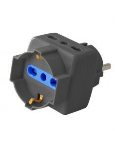 Propart Adattatore triplo 3pos bipasso/schuko spina Schuko nero